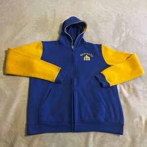 Seattle Mariners Cooperstown Collection Zip Up Hoodie Youth XL Royal Blue Yellow